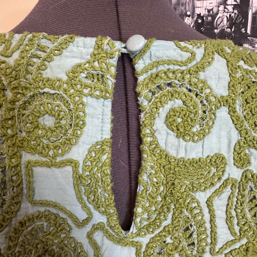 Anthropologie Green and Blue Lace Blouse - Picture 6 of 8